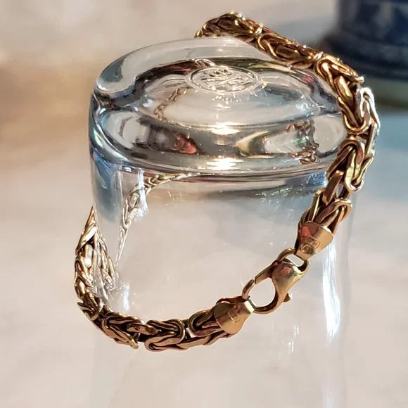 14k Solid Gold Italian Byzantine Bracelet - Picture 2 of 6